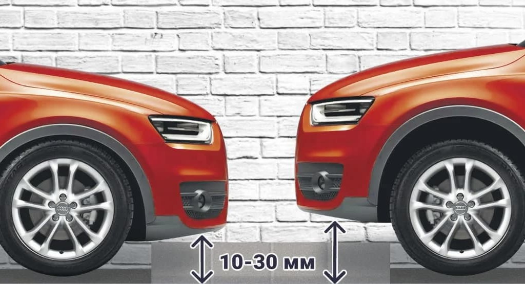 Porównanie wysokości zawieszenia auta podniesionego o 10 mm i 30 mm