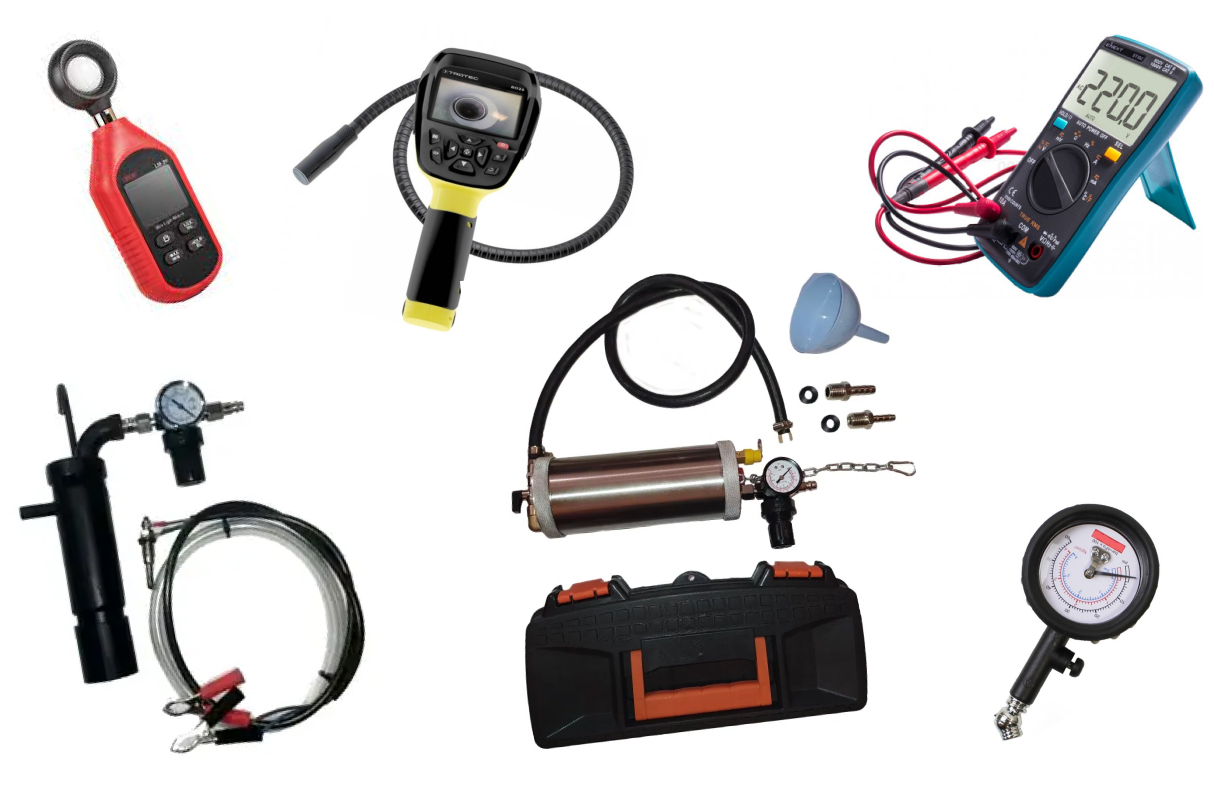 Specjalne narzędzia diagnostyczne: multimetr, tester, generator dymu, endoskop